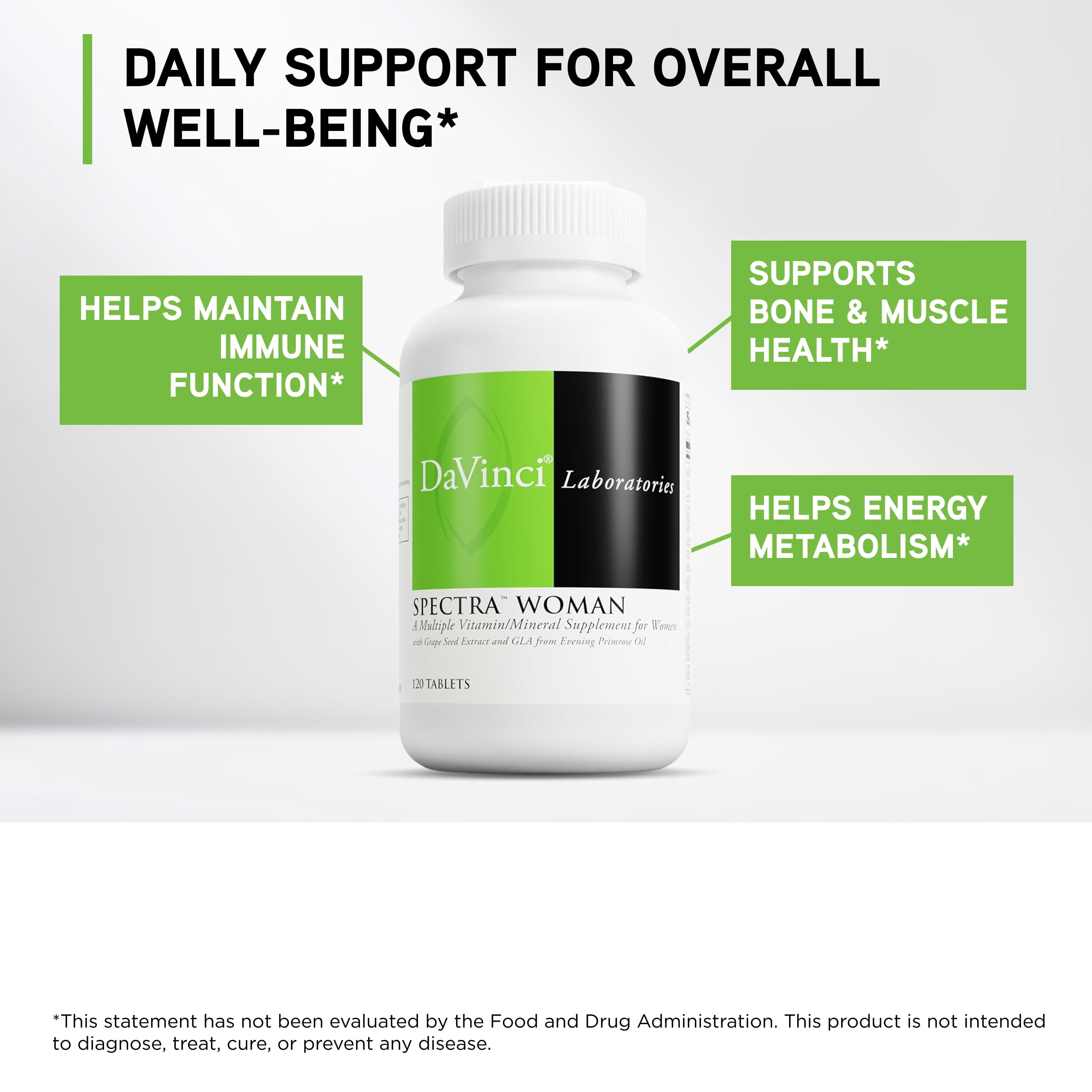 DaVinci Labs Spectra Woman - Multivitamin to Support Bone & Digestive Health - 120 Tablets