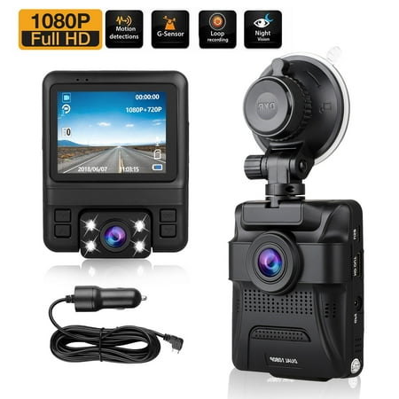 EEEkit 1080P Dual Dash Cam for Cars Front and Inside Dashboard Camera with 170?Wide Angle, Infrared Night Vision, G-Sensor, Park Monitor, Loop Record, WDR for Uber, Taix, Support 32GB TF