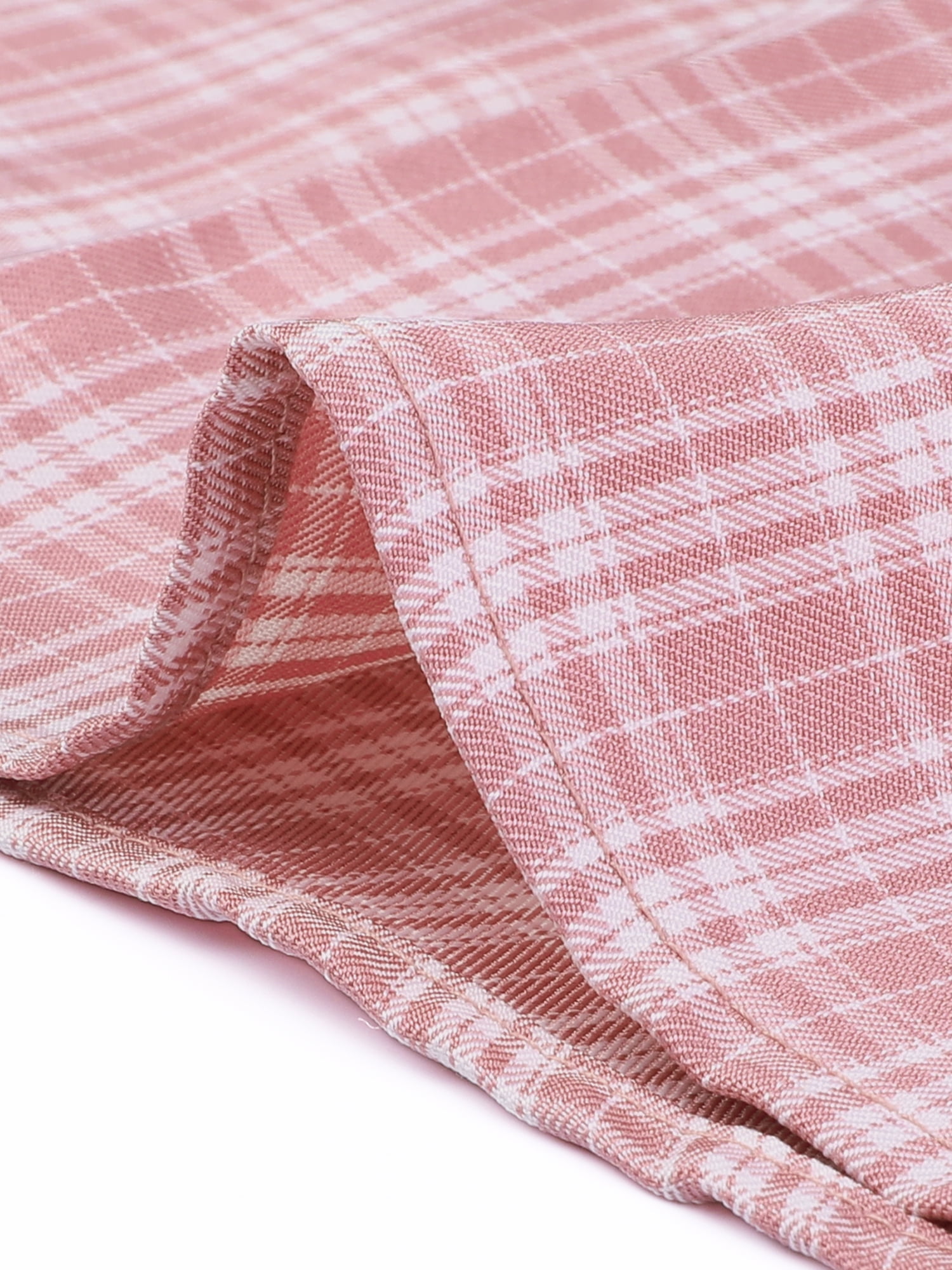 DARING DIVA Women's Vintage Plaid Pleated A-Line Midi Skirt M Pink