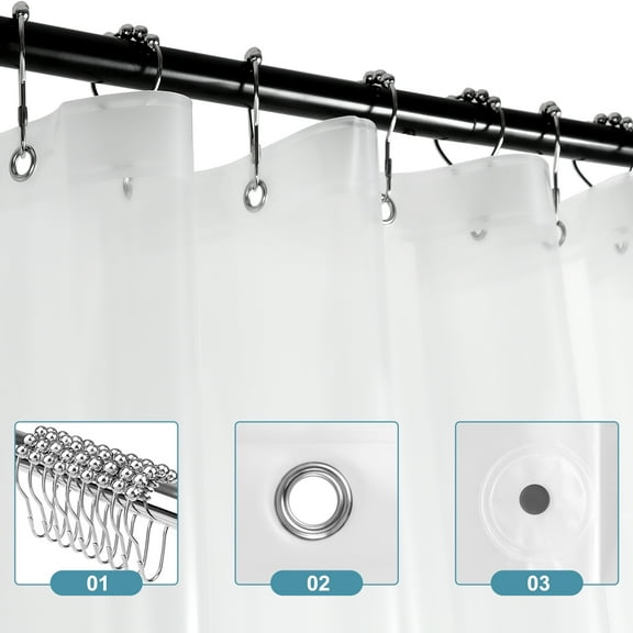 8G Clear Shower Curtain Liner Light Weight PEVA, Shower Liner 72x72 Inches, Waterproof Shower Curtain with 12 Rings for Bathroom