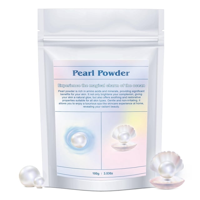 Peralpow Pearl Powder Orgánico Natural Cuidado de la piel DIY - Ilumina Blanquea la piel Antienvejecimiento Reafirma la piel Minimiza los poros Hidrata Antioxidante Mejora la elasticidad Calma 100 g