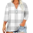 thumbnail image 2 of Xuyuer Womens Plus Size Tops 3/4 Sleeve Blouses Summer V Neck Shirts Smocked Cuffs Spring Outfits 1X-5X Casual Loose Tunic Tops Dressy T Shirts Loose Summer Business Work Blouses, 2 of 5