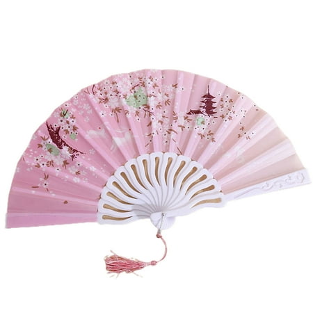 

YIMIAO Folding Fan Glossy Texture Beautiful Various Styles Smooth Surface Fine Workmanship Decoration Oxford Cloth Chinese Style Handheld Fan Home Supply