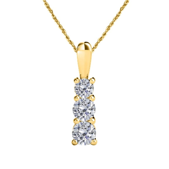 Mauli Jewels Engagement Necklace for Women 0.35 Carat Diamond Three Stone Brilliant Elegance Pendant 4 prong 14K Yellow Gold With 18'' Chain|Silver Chain