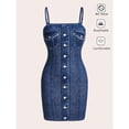 thumbnail image 2 of Blue Denim Mini Dress With Front Button Detail Slim Fit Sleeveless Bodycon Dress For Women, 2 of 7