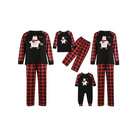 

Fanvereka Family Christmas Pjs Matching Sets Plaid Letter Print Long Sleeve Pullover+ Long Pants Matching Holiday Pajamas Set