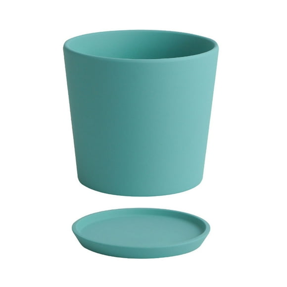 Electronicheart Ceramic Plant Flower Pot Home Desktop Container Garden Round Potted Holder Decorative Planter for Herbs Cactus Orchid Cyan blue