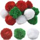 thumbnail image 1 of 24 bolas navideñas de lana de 3 colores (rojo, blanco y verde), 3,8 cm, suaves y esponjosas, con pompones decorativos., 1 of 7