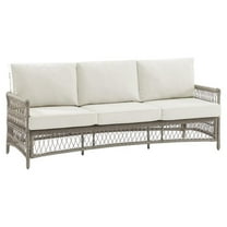 Afuera Living Modern Fabric Outdoor Wicker Sofa in Cream/Driftwood