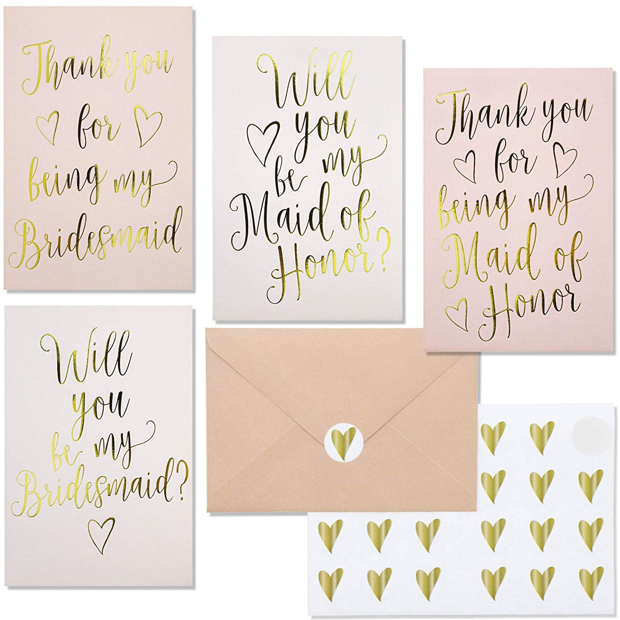 Rose gold /'Thank you for being my bridesmaid/' cards Thank you cardsBridesmaid cardMaid of honour card