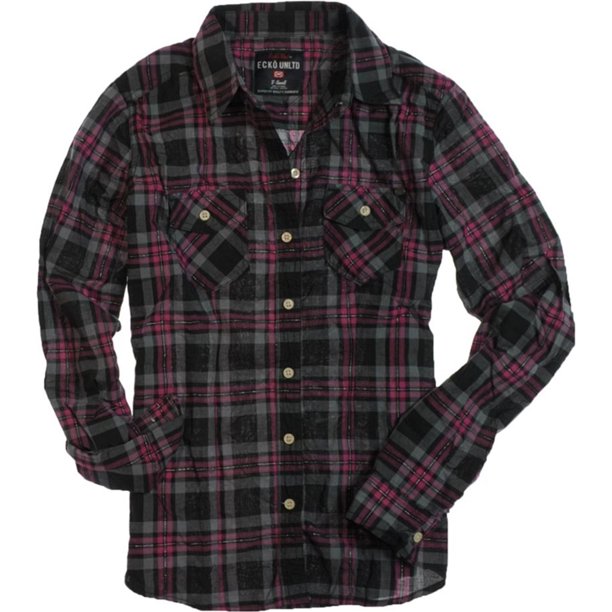 Camisa con botones Ecko Unltd. Cuadros L/s Mujer Rosa Extragrande
