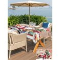 thumbnail image 4 of Outdoor Tablecloth with Umbrella Hole and Zipper, Red Truck Christmas Rectangle Table Cloth 60x84 Inch Waterproof Tablecloth, Gnomes Xmas Tree Snowflake Gifts Wooden Picnic Table Cover for Patio, 4 of 7