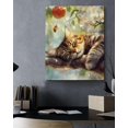 thumbnail image 4 of Aesthetic Cat Flowers Canvas Wall Art Wildflowers Cat Print Poster Framed Picture Painting for Home Living Room Bedroom Decor, 4 of 6