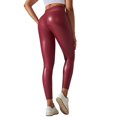thumbnail image 3 of UJNDER Women's Leather Leggings High Waisted Stretch Pleather Pants Fashion Fit Red S, 3 of 6