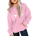 thumbnail image 4 of Preppy Heart Hoodies for Youth Girls Long Sleeve Pullover Oversizied Valentines Sweatshirt Kids Cute Loose Casual Tops, 4 of 4