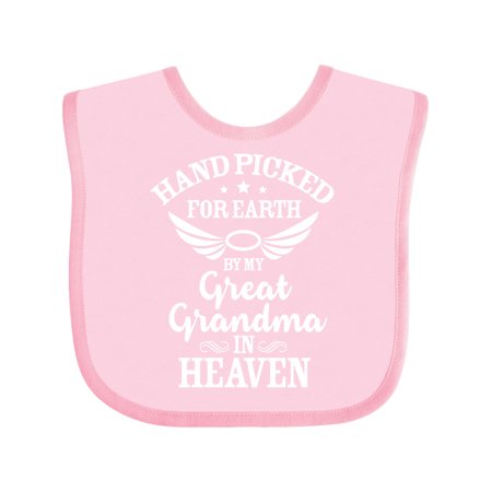 

Inktastic Handpicked for Earth by My Great Grandma in Heaven Boys or Girls Baby Bib