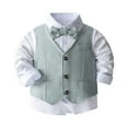 thumbnail image 3 of Hansber Toddler Baby Boys Formal Outfits Gentleman Wedding Clothes Suits Button Down Shirt with Pants Light Green 110, 3 of 6