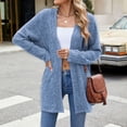 thumbnail image 4 of Siilsaa Womens Cardigans Open Front Button Down Long Sleeve Pockets Knit Cardigan Sweaters Blue,M, 4 of 5