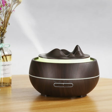 

Fuieoe Humidifiers 400ml Wood Grain Seven-color Lighting Peaks-shaped Home Aroma Humidifier Home Appliances Warehouse Clearance