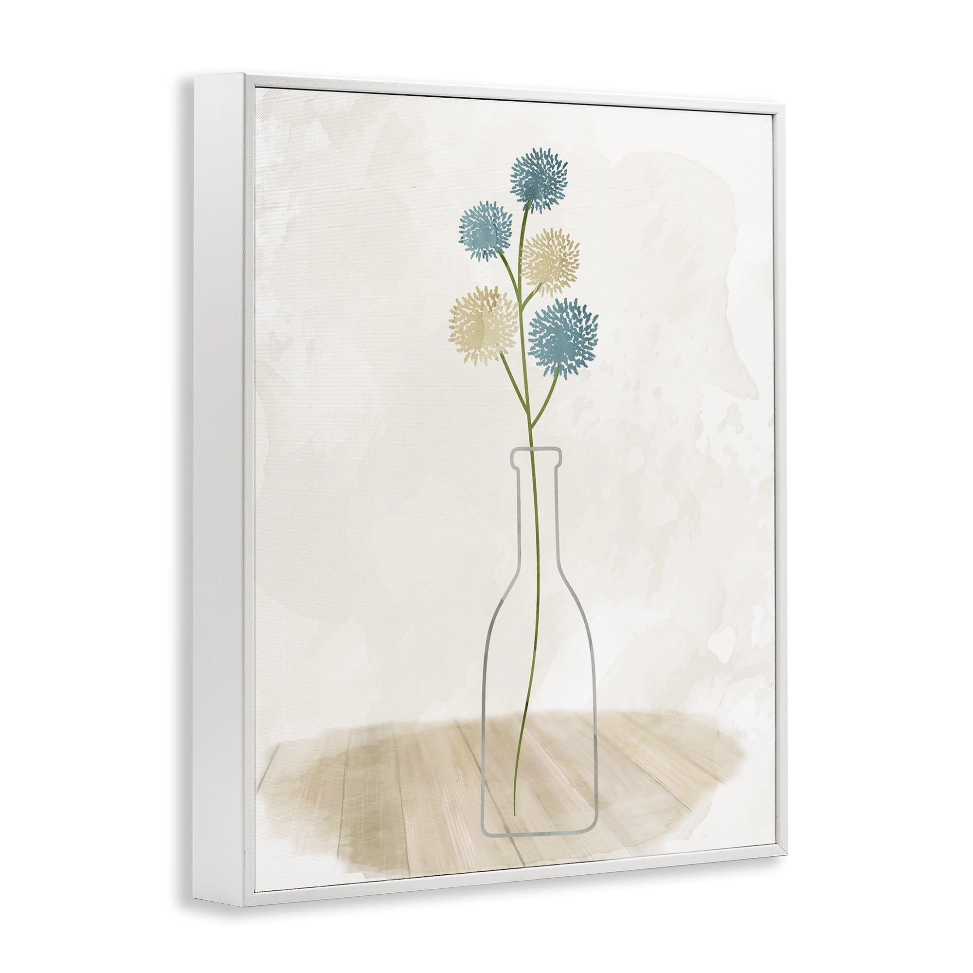 Stupell Industries Simple Bud Vase Botanical & Floral Painting White Framed Art Print Wall Art, 16 x 20