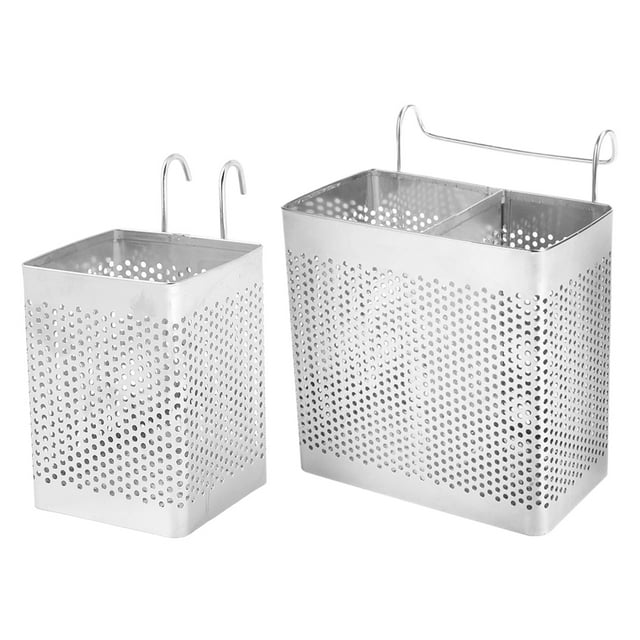 Organizador de cubiertos de acero inoxidable de 2 piezas, soporte para colgar palillos, escurridor de vajilla