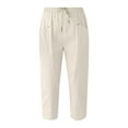 thumbnail image 3 of Women's Cotton And Linen Straight Tube Slimming And Loose Fitting Casual Capris, 3 of 4