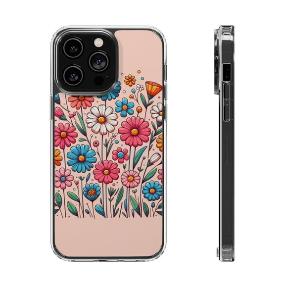 DistinctInk Hybrid (Acrylic / TPU) Clear Slim Fit Case for Apple iPhone 14 Pro MAX (6.7" Screen) - "Bursting Blossoms: A Vibrant Spring Delight"
