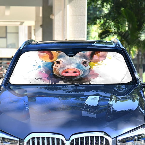 Pig Head Automotive Front Car Windshield Sun Shade Reflector Foldable for Front Fit for Cars Truck SUVs