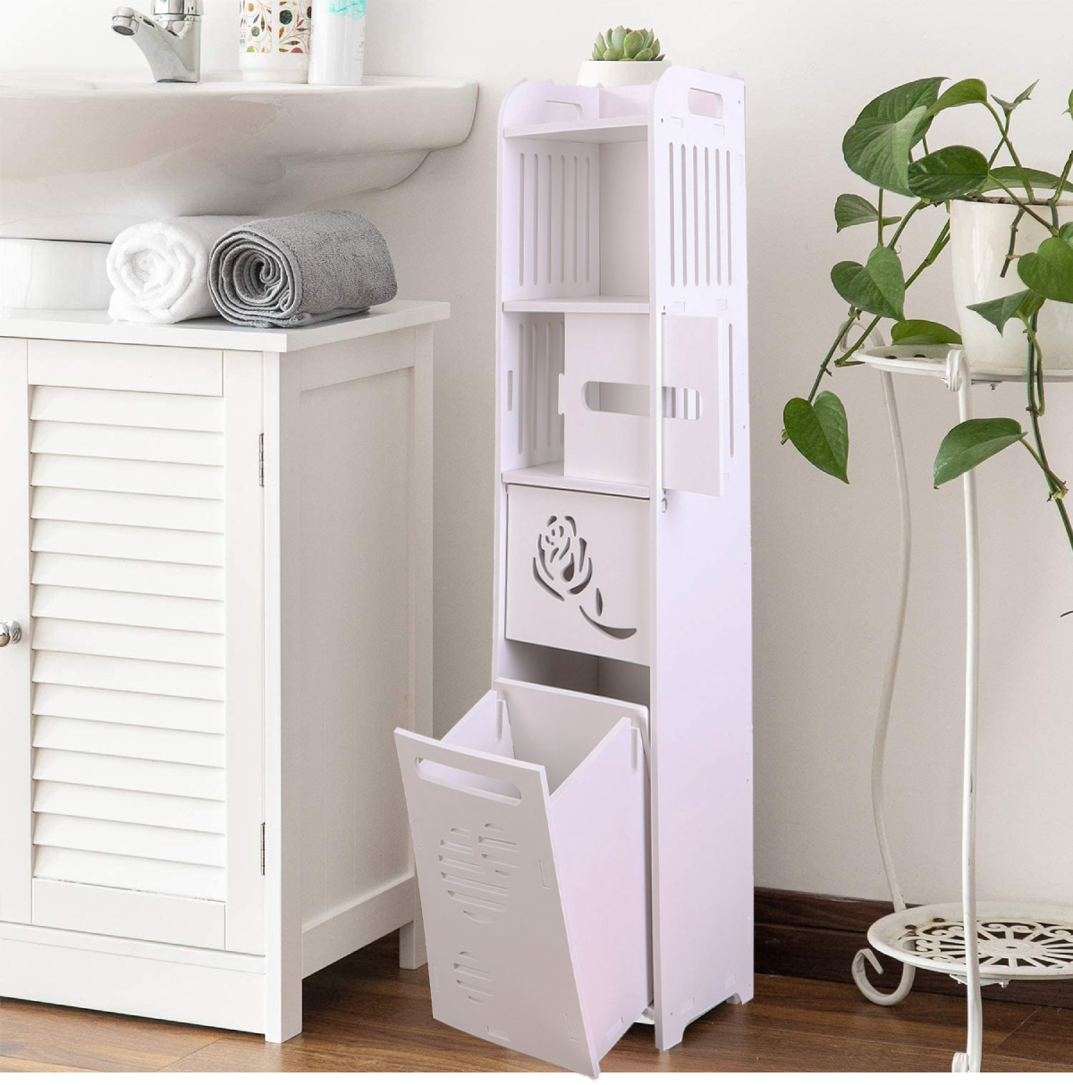 Buy Bestgoods Small Bathroom Storage Corner Floor with Shelves