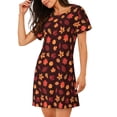 thumbnail image 2 of Easygdp fall Maple leaf Camisón de manga corta para mujer, informal, estampado, 2 of 6