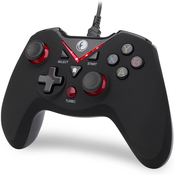 V-one Wired USB Gaming Controller Gamepad Joystick for PC (Windows XP/7/8/10/11) & Steam Android PS3 - Red