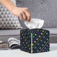 thumbnail image 6 of Picia Mardi Gras Strings of Beads Pattern Tissue Box Cover,PVC Leather Square Holder,Tissue Box Holder with Magnetic Bottom,Facial Paper Organizer Dispenser-5.2"X5.2"X5.2", 6 of 8