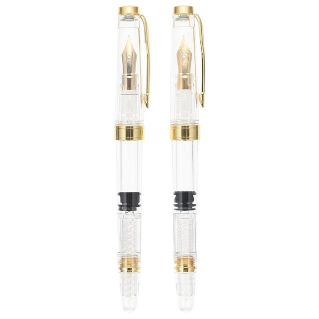 LNGOOR 2 Pcs Stylo Plume Calligraphie Formation Stylos Luxe Piston Portable Abs Étudiant