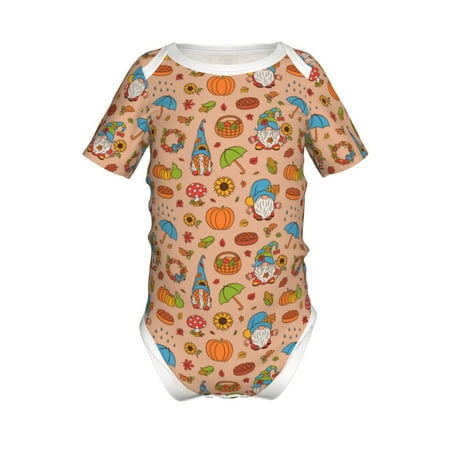 

Adobk Fall Gnomes1 Print Baby Climbing Clothes Jumpsuit Rompers Classic Rompers Child Short sleeve Bodysuits-6 Months