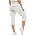 thumbnail image 4 of HKYNLAG Capri Pants for Women Petite Pull On Drawstring Elastic Waist Cargo Capris Lightweight Hiking Pants with Multi Pockets White S, 4 of 5