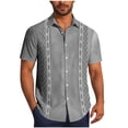 thumbnail image 3 of Xcmzpl Men's Stylish Casual Printed Short Sleeve Button Down Shirts Lapel Collar Summer Vacation Beach Tropical Hawaiian Shirt Gray XL, 3 of 7