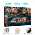 thumbnail image 5 of Leopard on Blue Sofa Peony Canvas Wall Art, Floral Animal Prints Canvas Poster for Living Room Bedroom Dining Room Decor, Framed Ready to Hang Ready to hang-30"L x 20"W, 5 of 10
