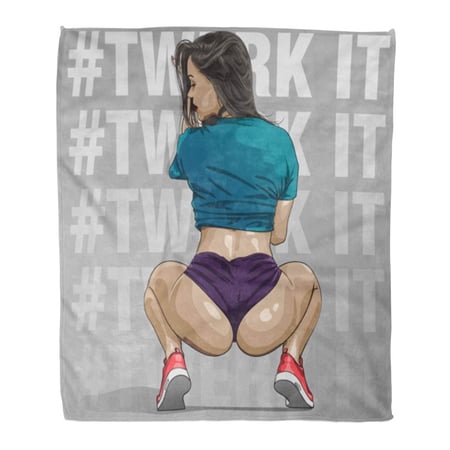 SIDONKU Throw Blanket Warm Cozy Print Flannel Twerk Attractive Girl Dancing Booty Dance Dancer Woman Comfortable Soft for Bed Sofa and Couch 50x60 Inches