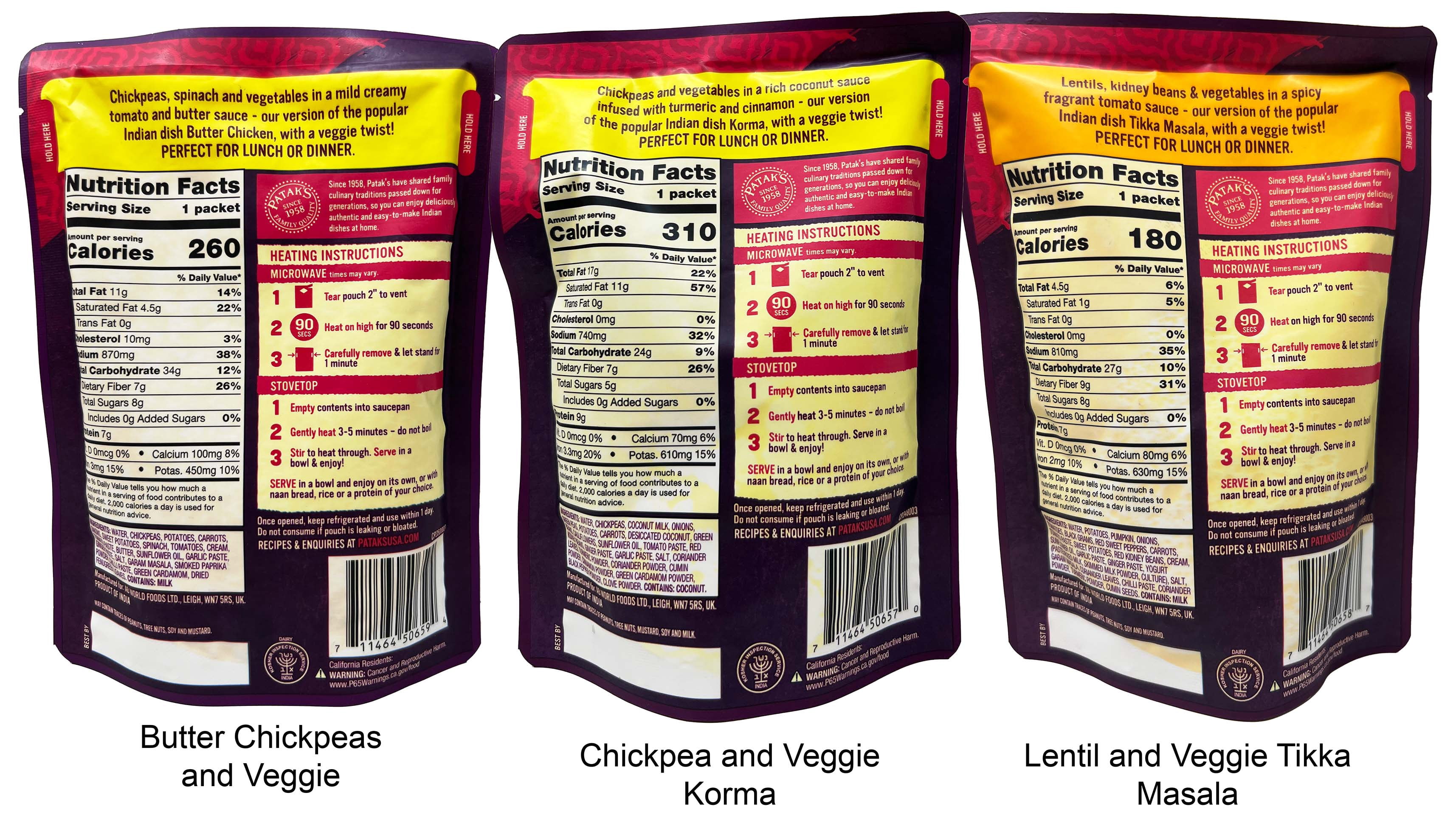 Patak's Veggie Meals - 3 Flavors: Butter Chickpeas, Chickpea Korma, Lentil Tikka Masala (10.05 Ounces) | MerlinsMart Zine