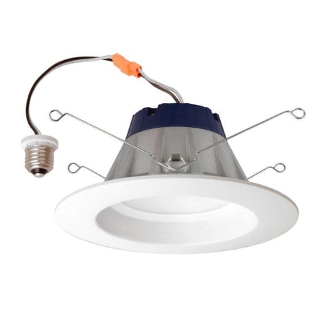 LEDVANCE 74291 LED Bulb 65W Equivalent Warm 3000K Ultra RT 5/6 Recessed Downlight Kit with Medium Base and White Trim