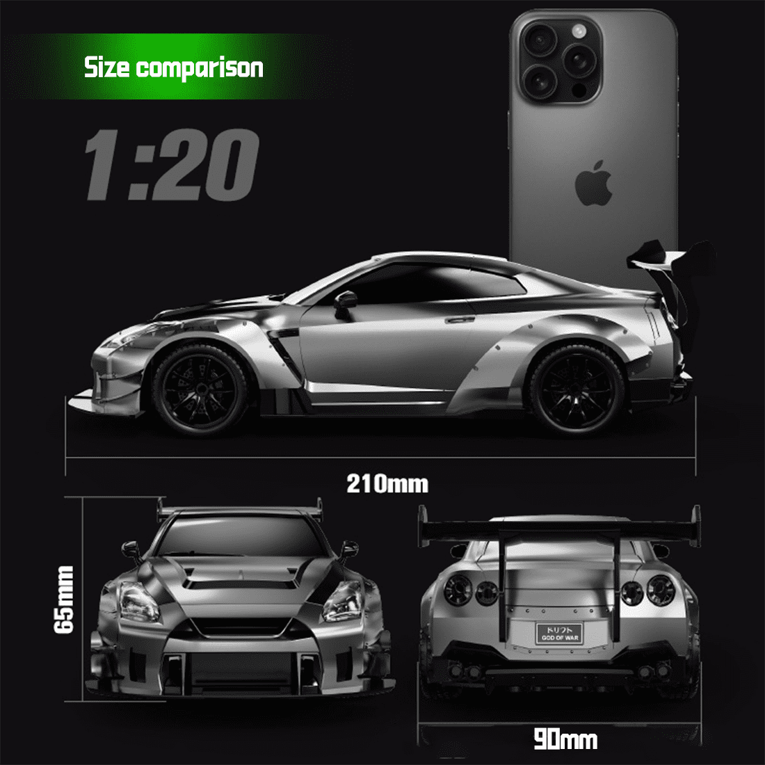 1:20 Scale High-Speed Remote Control Drift Car with Realistic Lights, 2.4GHz 4WD RC Stunt Car, 50-80m Range, USB Rechargeable, Ready-to-Run Racing Toy for Teens & Adults