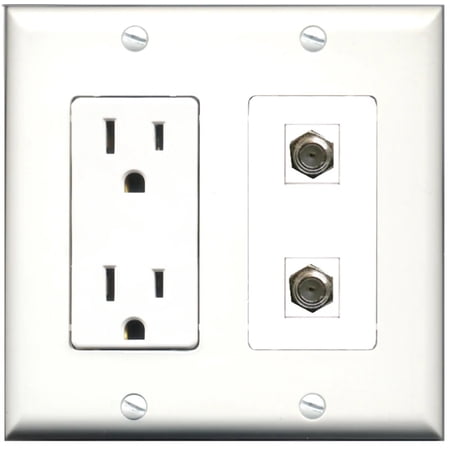 Ultra Spec Cables 15 Amp Power Outlet 2 Port Coax Wall Plate