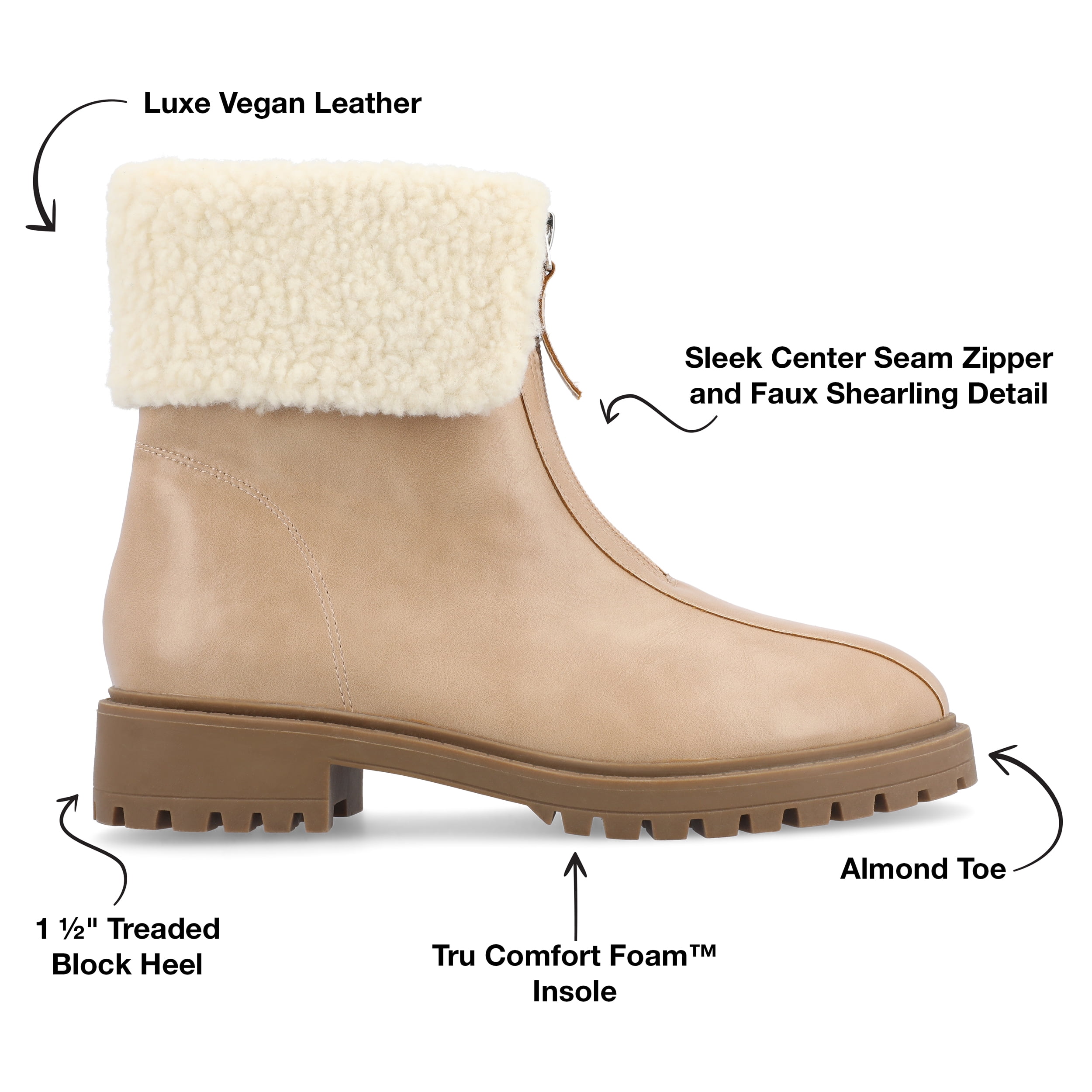 Journee Womens Fynn Almond Toe Block Heel Ankle Booties