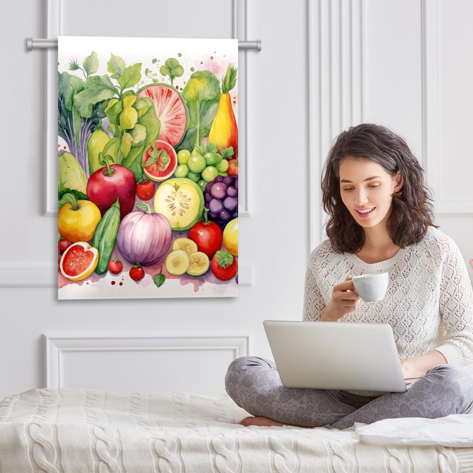 Watercolor Vegetables and Fruits Double Sided Garden Flag Decorative Weather Resistant Yard Flag, Large DIY Vertical Flag for Farmhouse Patio Lawn, 28x40 Inch