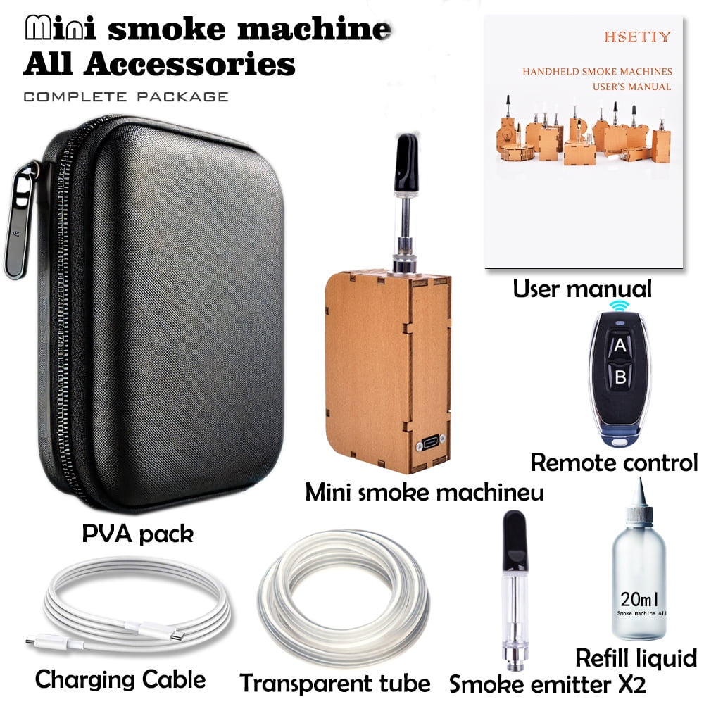 Mini Handheld Wooden Smoke Machine，Fog Machine Wireless Remote Control Suitable for Video Photography Outdoor Activities Party Cosplay