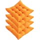 thumbnail image 1 of Granjero Gordo Cojín de silla de comedor de 4 piezas con lazo, suave y cómodo, antideslizante, cuadrado (naranja), 1 of 5