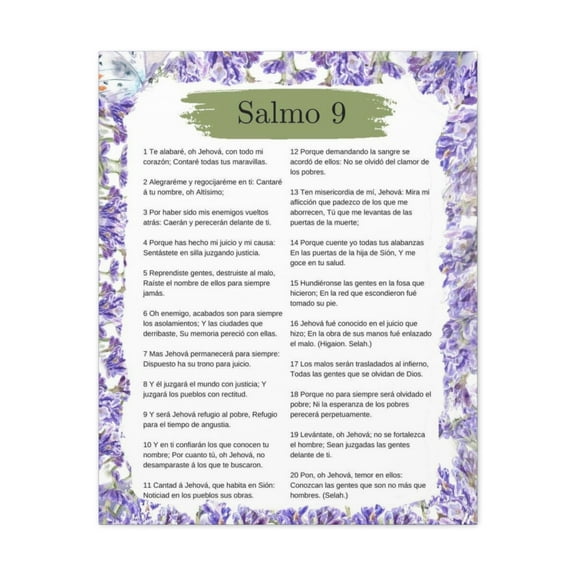 Salmo 9 Impresion De Arte Crist en la Pared Lista Para Colgar in Spanish Ready to Hang Bible Canvas Unframed