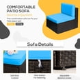 thumbnail image 4 of Vineego 5 Pieces Patio Dining Sets Outdoor Conversation Sets Wicker Patio Sectional Sofa with Tempered Glass Table(Blue), 4 of 7