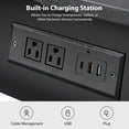 thumbnail image 5 of 23" Wooden End Table with Charging Station and Tray Modern End Table for Living Room Black, 5 of 8