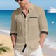 thumbnail image 4 of Blusa y camisa de manga larga con cuello vuelto para hombre, color liso, informal, a la moda, con bolsillos, manga larga, botones, cárdigan, abrigo, blusa de poliéster para hombre, 4 of 9